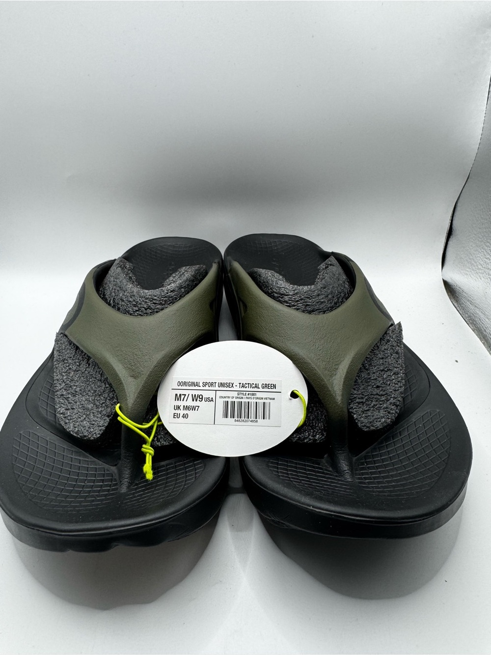 Oofos Men's Tactical Green & Black Cushioned Slide Sandals